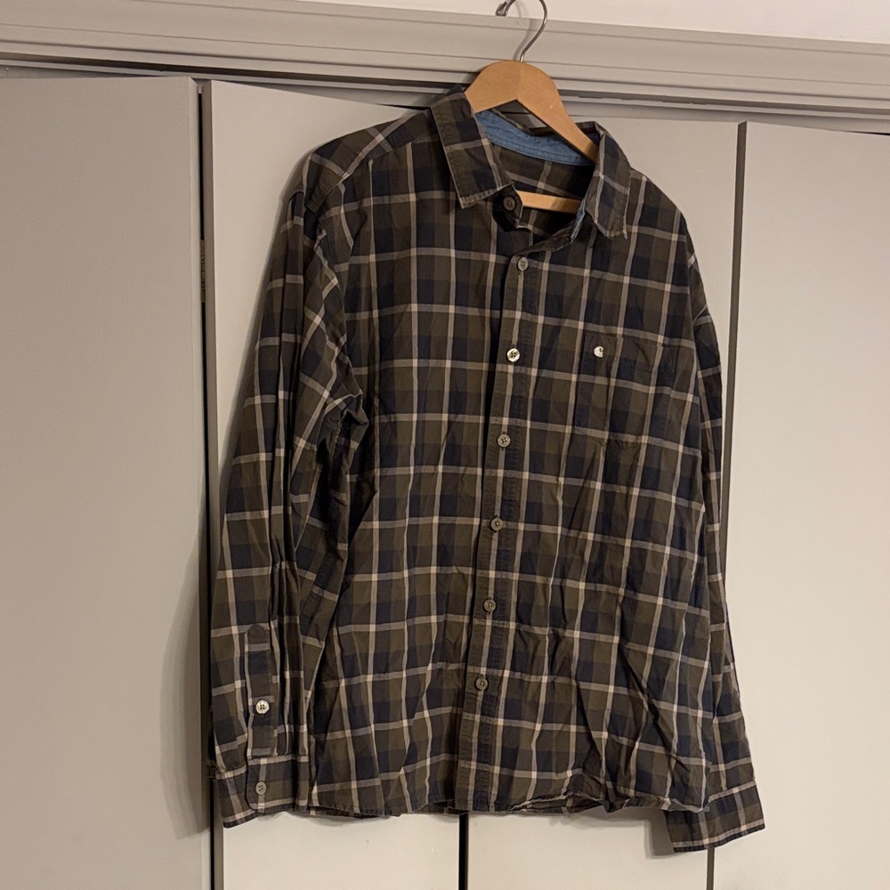 Men's Carhartt Plaid Button-Down Shirt - Olive & Blue